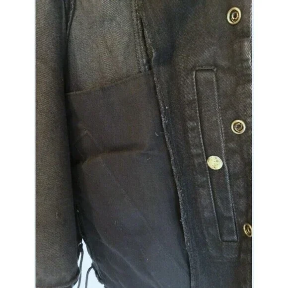 Allstate Vest Men 4X Black Cotton Denim Side Lace Pockets Snaps Motorcycle Biker - Picture 8 of 8